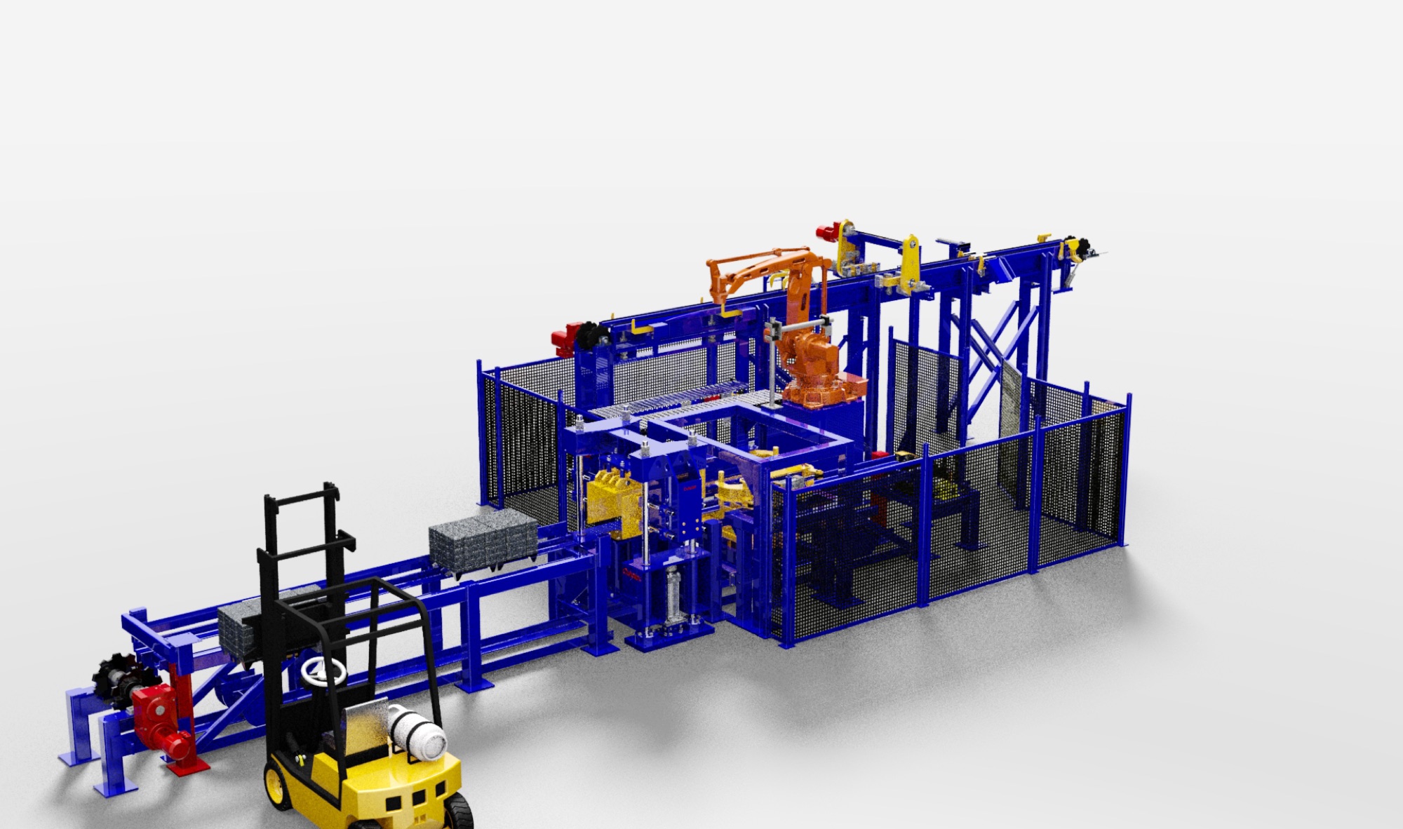 Robotic handling cell with safety guarding, fully integrated by PLM