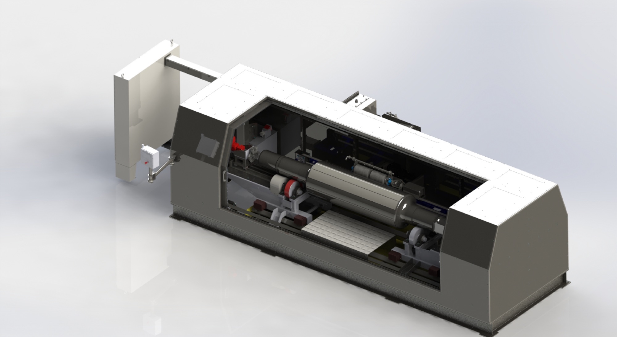 Enclosed roll cleaning machine engineered by Pure Life Machinery