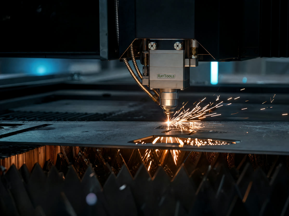 Close-up laser cutting machinery